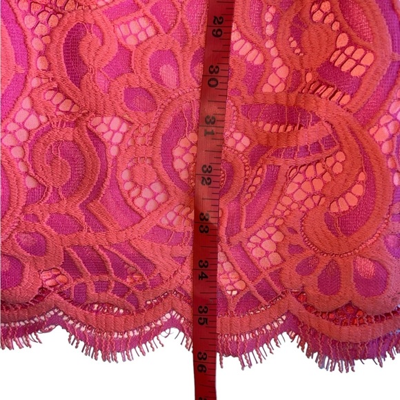 LILLY PULITZER | Rosaline Lace Mini Cocktail Dress | Hot Pink Orange Sheath | 2 - Picture 7 of 12